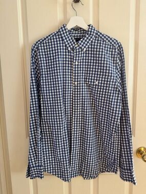 GAP Blue and White Gingham Button-Down Shirt